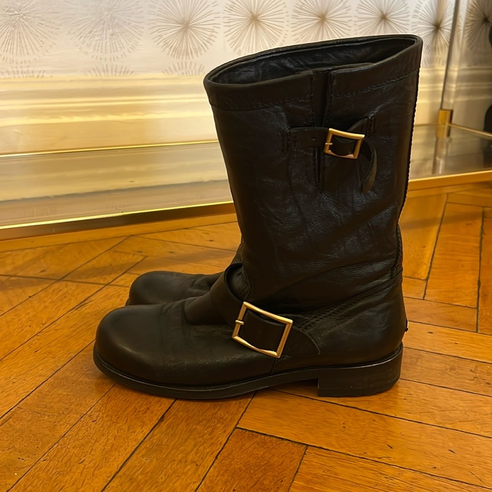 Size 39 Jimmy Choo biker buckled leather boots